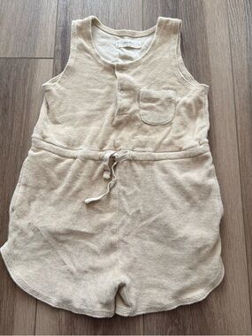 Pehr Soft Terry Tank Romper in Light Beige size 6y